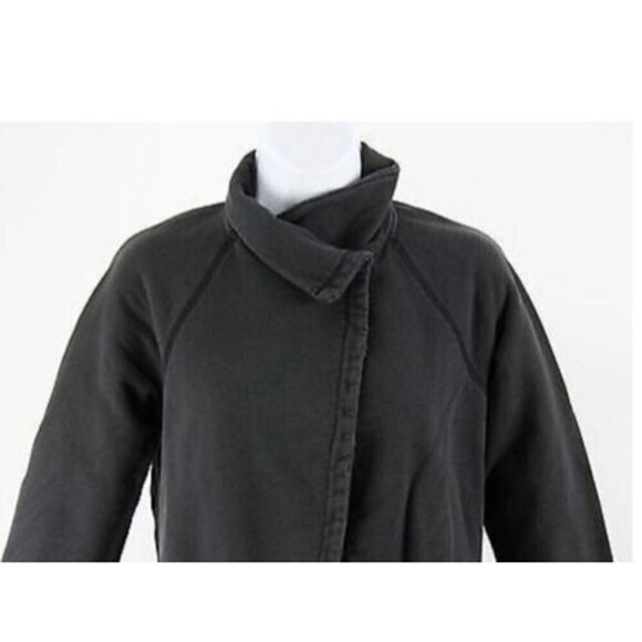 James Perse size 2 US M Woy2327 Faded Black Distressed Open Front Cotton Jacket - Picture 3 of 9